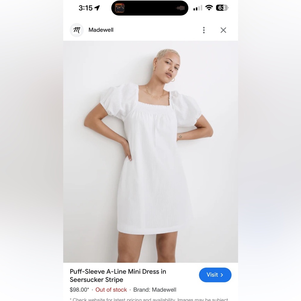 NWT Madewell darling white dress
